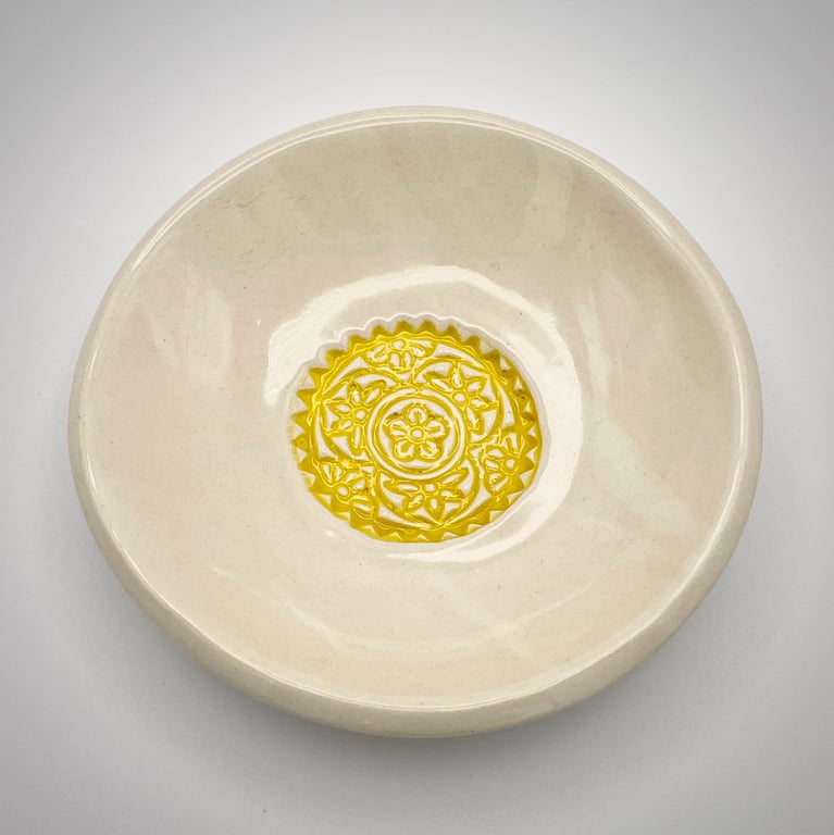NEW! Ceramic bowl with yellow mandala