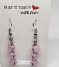 Pink Morganite Spiral Earrings Natural Stone Stainless Steel Handmade