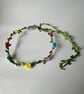 MultiColoured Fabric Flower Crown with sequins & beads - One size, Long Lasting!