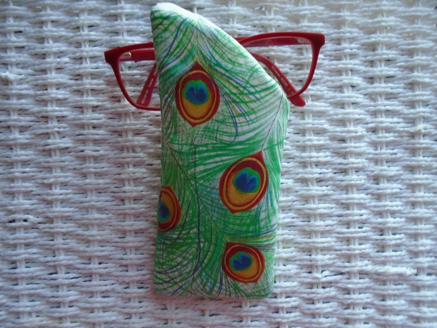 Peacock Feathers Glasses Case Lined & Padded 