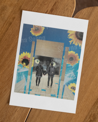 'Observed' card printed from handmade collage 