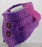 Cable knit neck warmer in purple 100% pure wool - Image 2