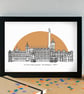 Northampton Landmarks Skyline Art Print - Image 3