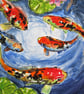 Fishes and Lilies. Original Painting of Koi fish in a pond - Image 3