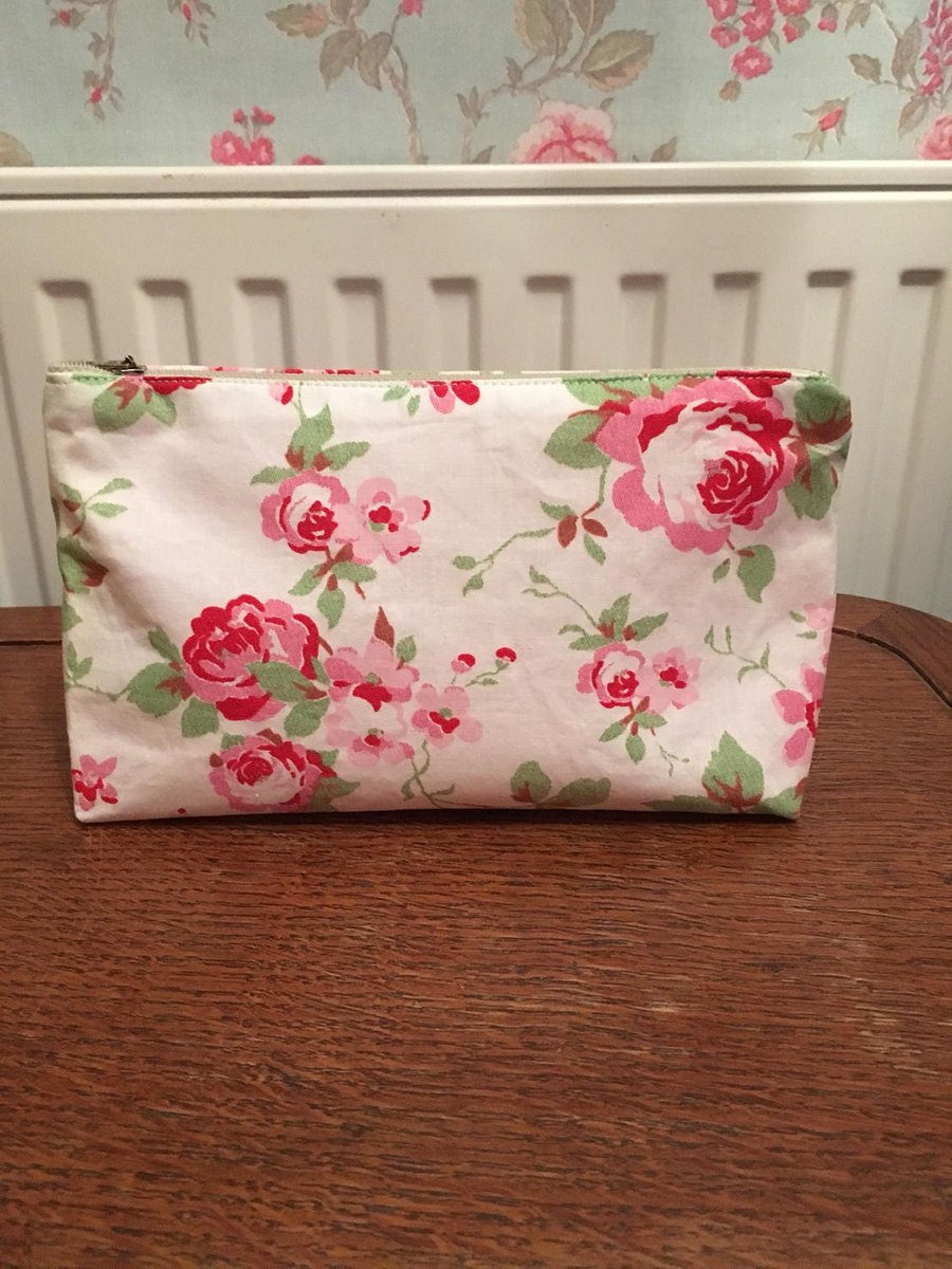 Cosmetic bag made in Cath Kidston rosali fabric