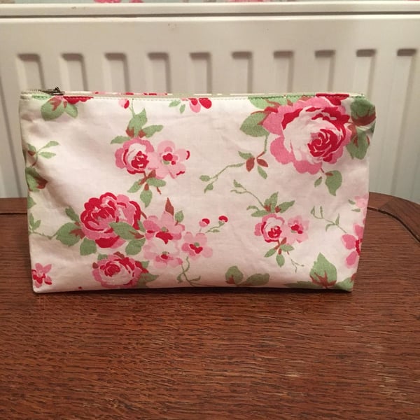 Cosmetic bag made in Cath Kidston rosali fabric