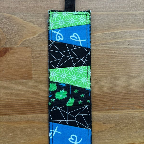 Patchwork green and Turquoise bookmark