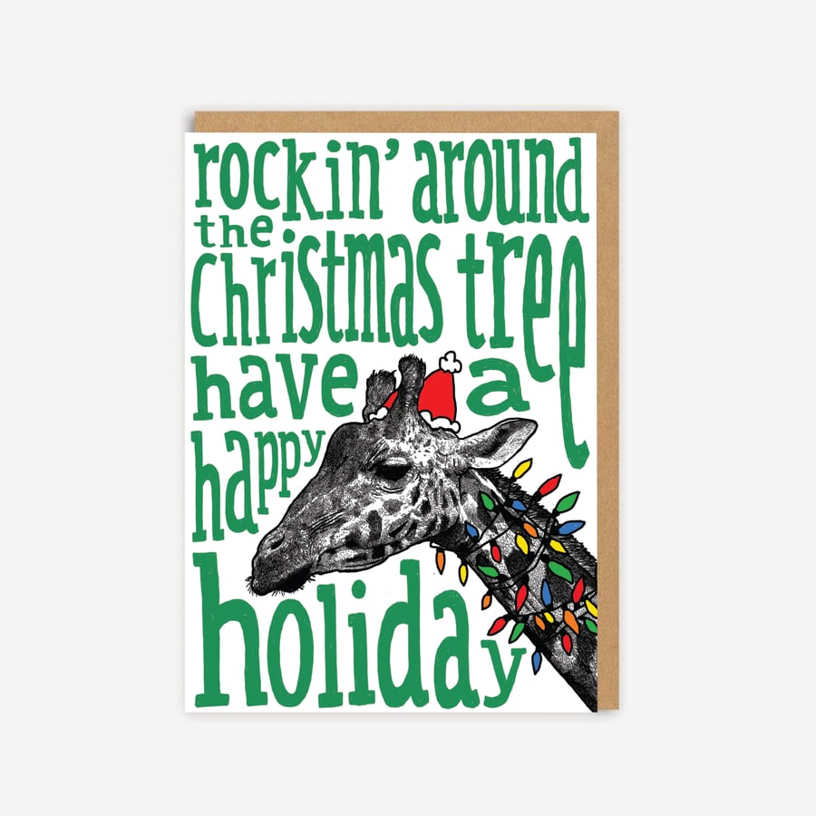 Illustrated Giraffe Christmas Card