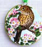 Birds decoupaged log slice wall decoration. - Image 1