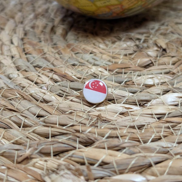 Singapore Flag Map Pin – Asian Travel Map Push Pin for Wooden Maps, Singapore