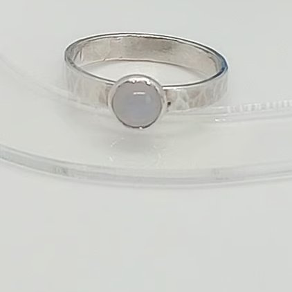 Gemstone Ring Blue Lace Agate Sterling Silver Hallmarked size M gift wrapped