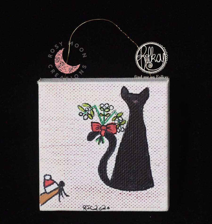 Black Cat Canvas Christmas Decoration 
