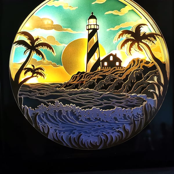 Premium Nightlight, Light Box, Lighthouse theme.Wall Hanging or free standing