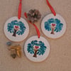 Tree of life hanging ornament with heart, Ceramic green decoration 1LL