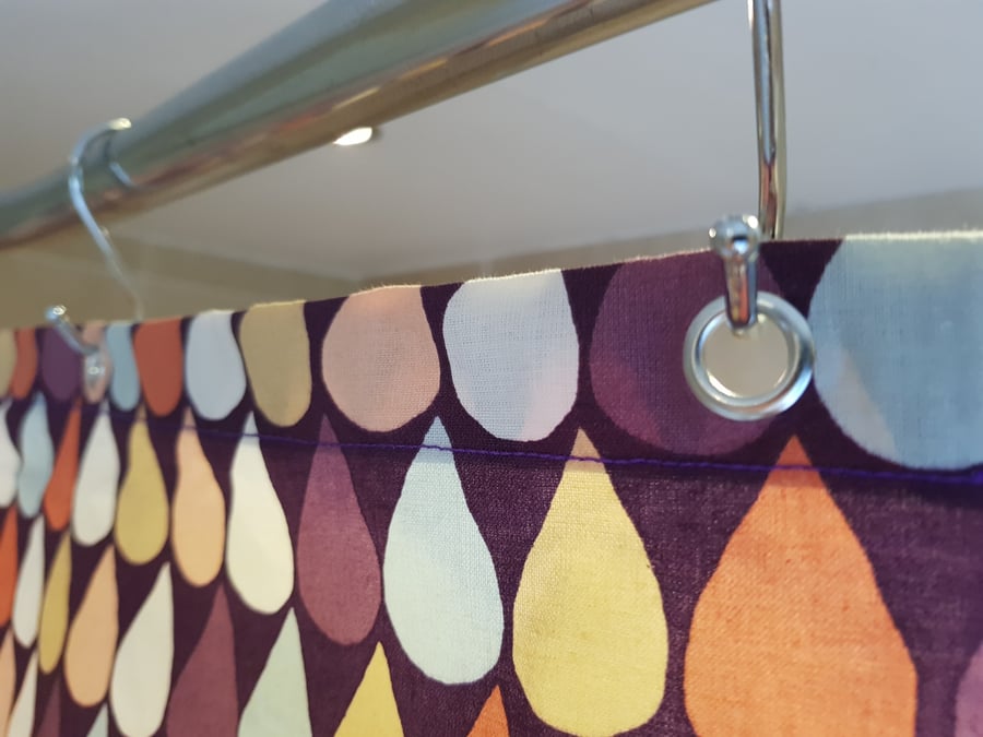 multicoloured raindrop Organic cotton Shower Curtain