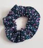 Purple Floral Cotton Scrunchie - Handmade Hair Tie