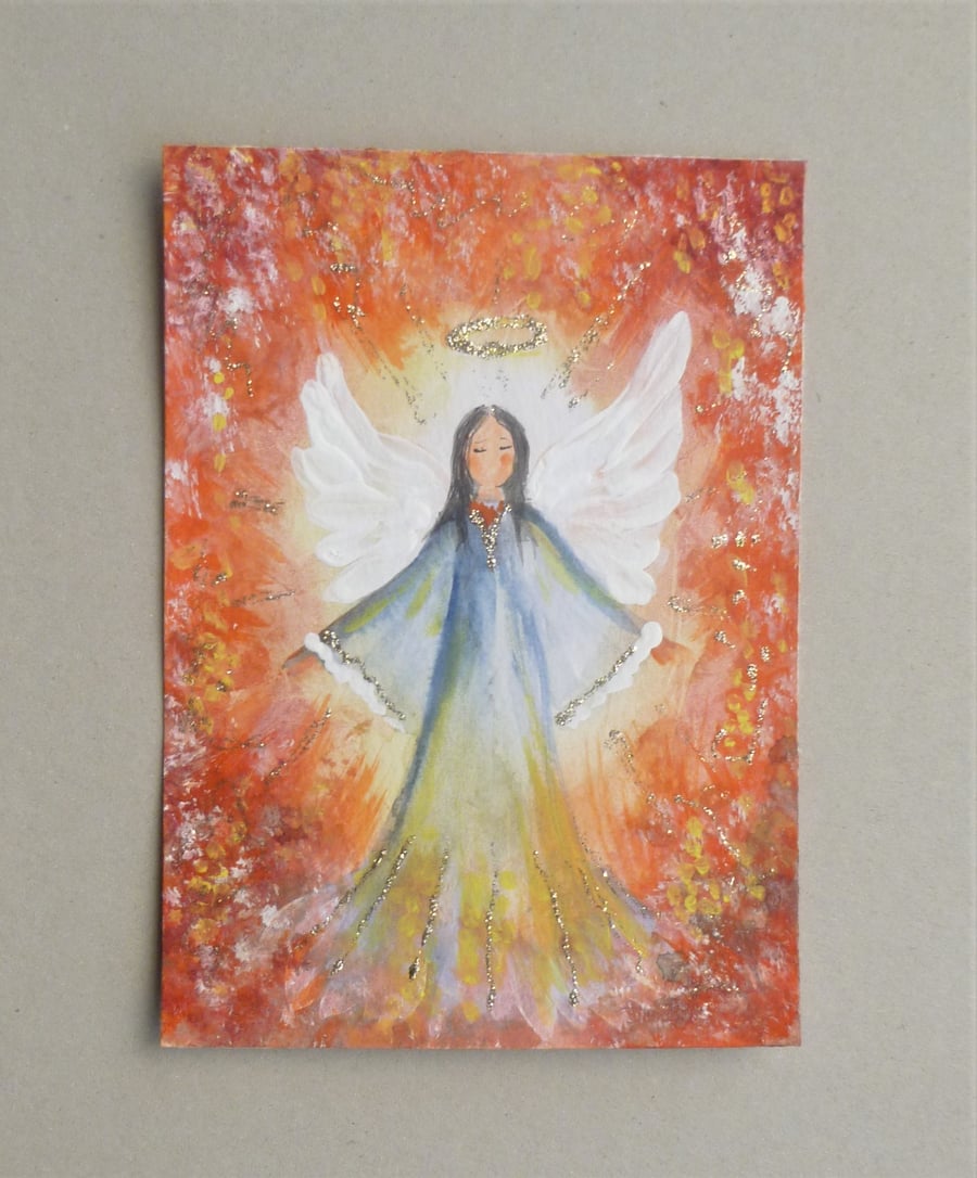 Angel painting with FREE Angel card Spirit reading ( ref F 518 PN.K1)