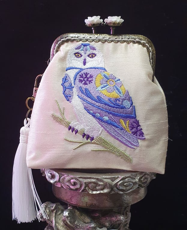 Snowy Owl Flower Power Coin Purse 