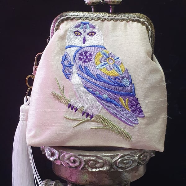 Snowy Owl Flower Power Coin Purse 