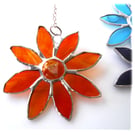 Stained Glass Suncatcher Dichroic Daisy Amber Handmade 009