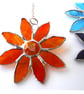 Stained Glass Suncatcher Dichroic Daisy Amber Handmade 009 - Image 1