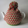 Knitted Christmas tweed tea pot cosie 