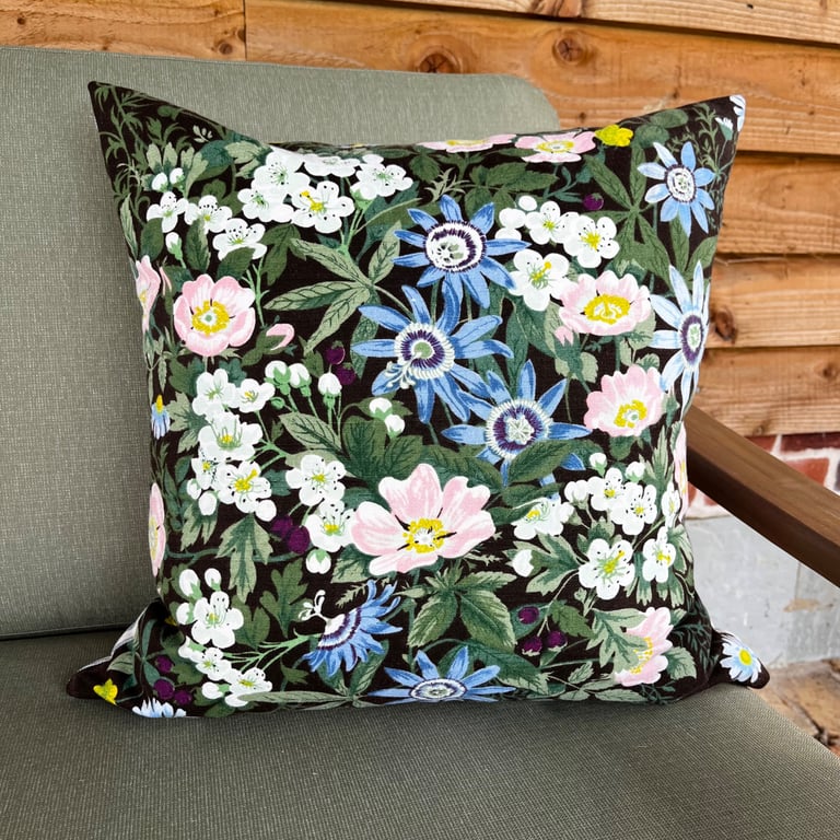 Vintage Belinda linen large square cushion cover with striped back