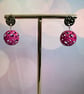 Handmade Earrings - Bright Pink and Silver Coloured
