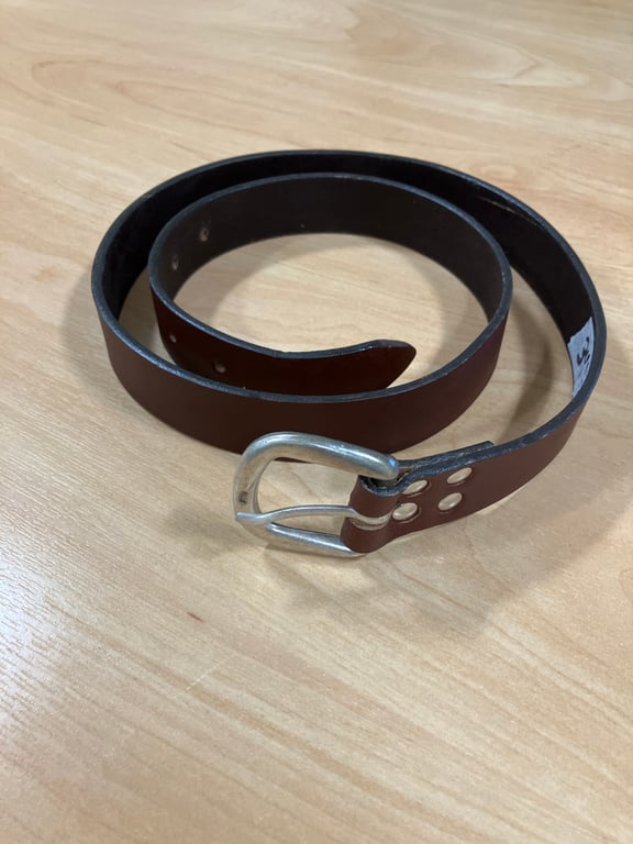 1.25" Width Brown Leather Belt - hole punched at 34 - 38 inches - FREE SHIPPING