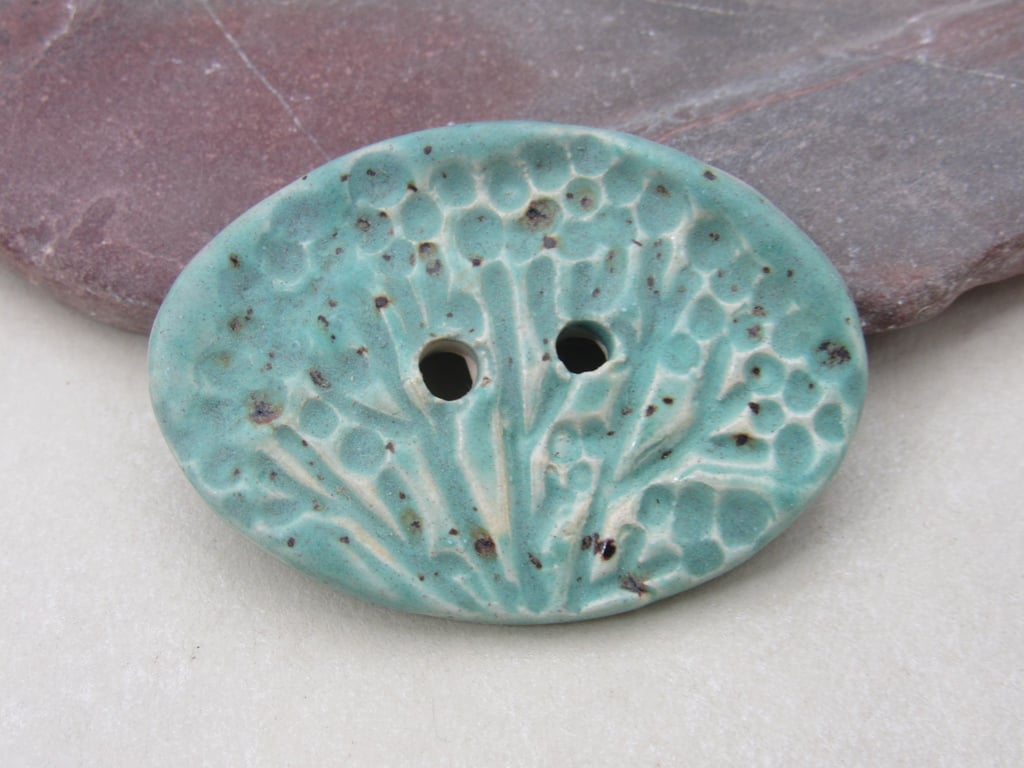 Large Eggshell Oval Seedhead Handmade Ceramic Button