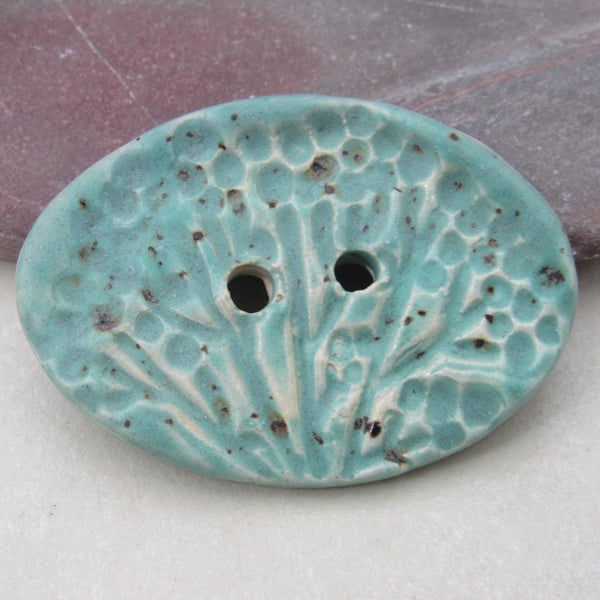 Large Eggshell Oval Seedhead Handmade Ceramic Button