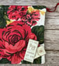 1950s Floral 'Carnations & Roses' Vintage Barkcloth Drawstring Bag, Wine Ribbon - Image 6