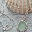 Sterling Silver 925 Beautiful  Aqua Colour Seaham Seaglass  Pendant 