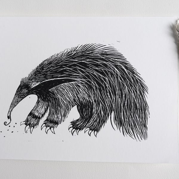Anteater Giant linocut lino print animal art