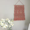 Beautiful unique macrame wall hanging, fibre art, sampler, home decor, pink