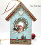 Nordic Christmas Birdhouse - hanging decoration, wooden ornament, robin