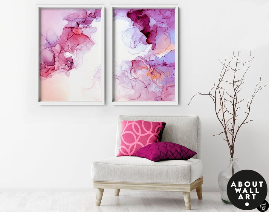 Wall decor Living Room, Wall hanging set x 2 Prints, Office decor, Above bed dec
