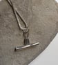 Sterling silver T bar pendant necklace and silver chain