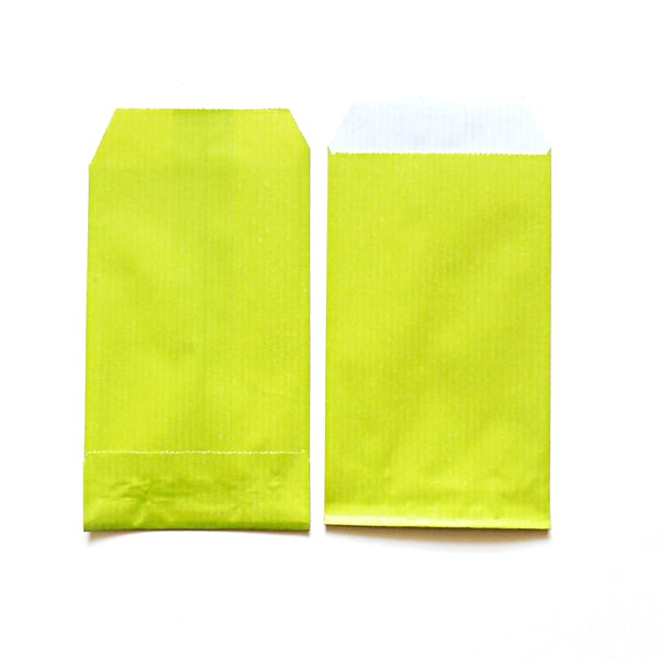 Lime Green Kraft Paper Bag, Pack of 20 Bags, 11cm x 7cm