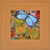 Small Framed Painting of a Butterfly and Bee (5.5 x 5.5 inches. Ready to Hang)