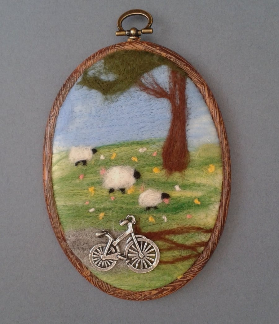 Needle felted Spring Field Picture