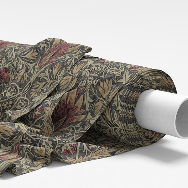 William Morris Fabric - Snakeshead Mocha Brown - Soft Furnishing Fabric