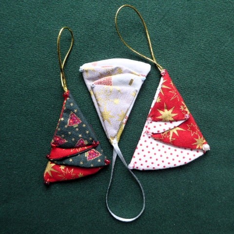 stitched textile hanging decorations
