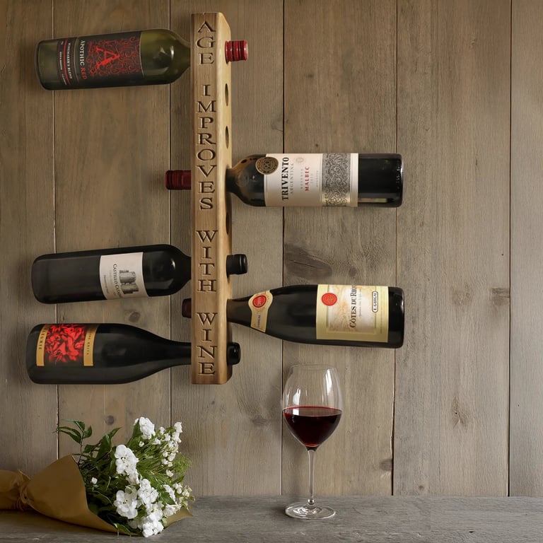 Personalised Oak Wine Rack – Wall Mounted Bottle Storage