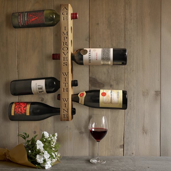 Personalised Oak Wine Rack – Wall Mounted Bottle Storage