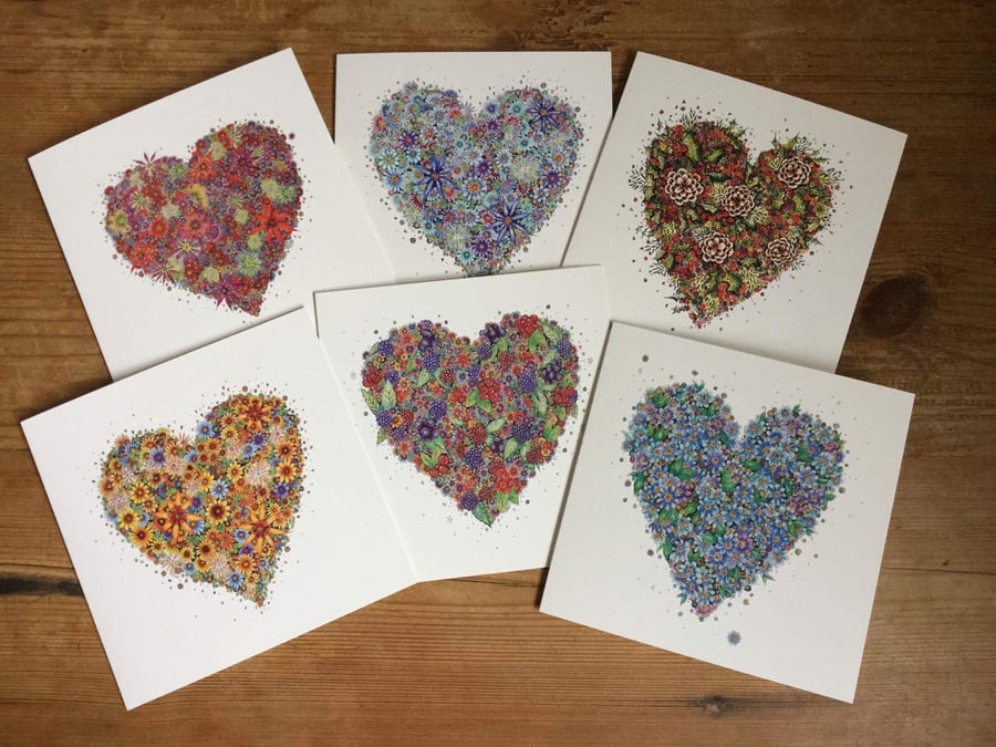 6 x Floral Heart Collection OFFER Greeting card