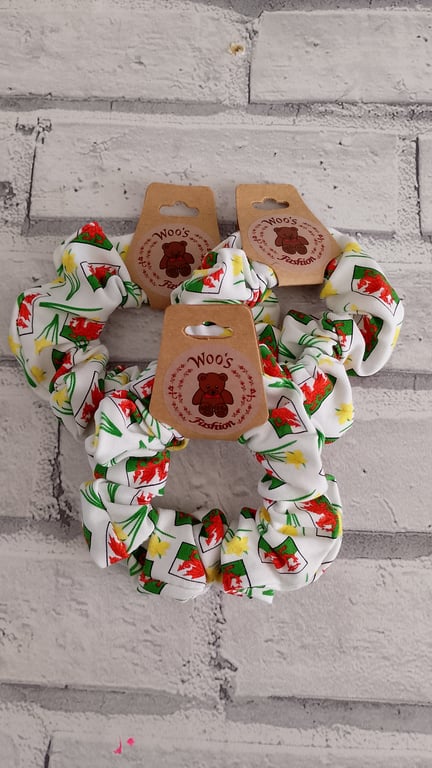 Welsh themed Hair scrunchie, elastic hairband, Hair accessories 