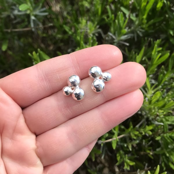 Silver Pebble Earrings - Recycled Silver Stud Earrings - Artisan Jewellery