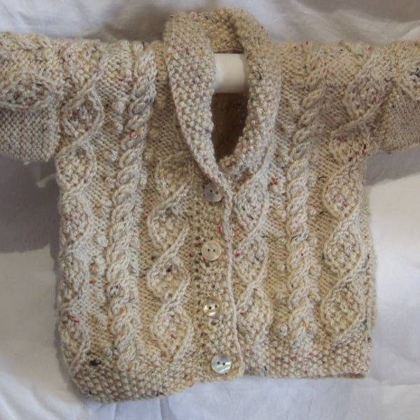  Hand knitted Scottish Aran cardigan,toddlers cardigan, hand made in Scotland 