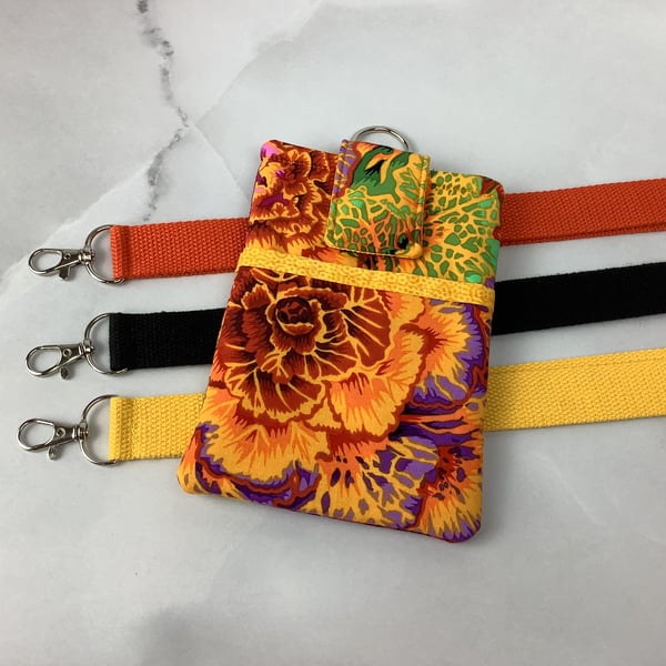 Floral neck bag, Flower phone cover, Travel case, Detachable lanyard, 2 options